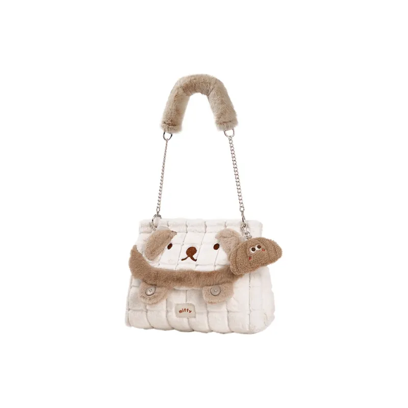 Miffy Plush Shoulder Bag Tote Bag Shopping Bag Handbag Shoulder Bag Regular Women's Ecru/Khaki-1