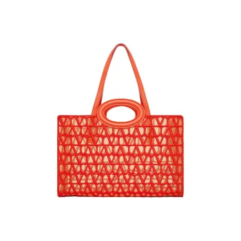 Valentino Le Troisième Embroidery Tote Bag Shopping Bag Handbag Shoulder Bags Women's Red