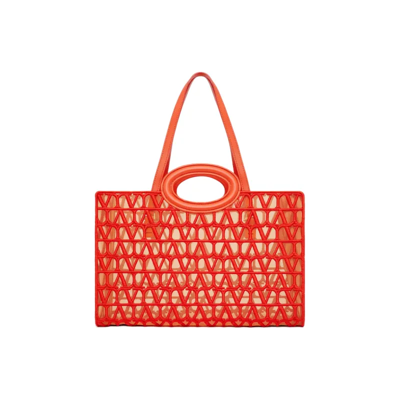 Valentino Le Troisième Embroidery Tote Bag Shopping Bag Handbag Shoulder Bags Women's Red-0