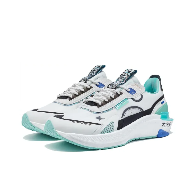XTEP Shock Absorbing, Non Slip, Wear Resistant, Breathable And Lightweight Low Top Running Shoes Men's White Black Blue-2
