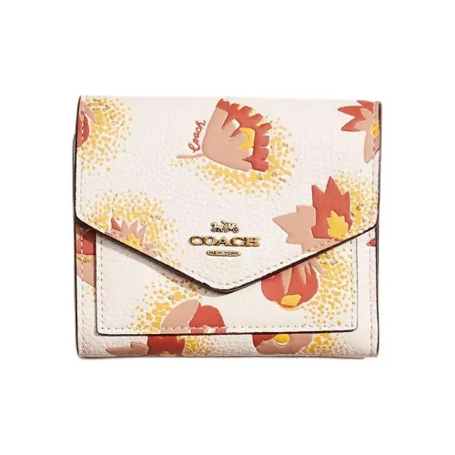 COACH Wallet Eggstone Grain Leather Coin Purses Wallets Mini Women's Brass Mixed Pink Pencil Color