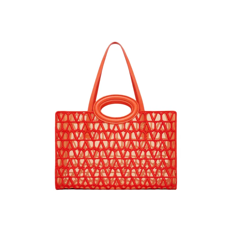 Valentino Le Troisième Embroidery Tote Bag Shopping Bag Handbag Shoulder Bags Women's Red-1