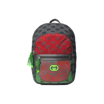 GUCCI Nylon Backpack Men's Gray & Multicolor
