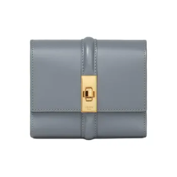 CELINE Smooth Finish Calfskin Wallet Small Size Women's Blue Gray