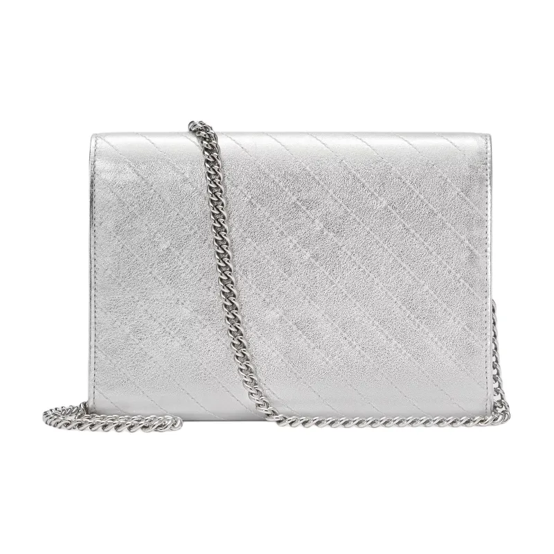 GUCCI Blondie Leather Shoulder Bag, Crossbody Bag, Wallet Women's Silver-3