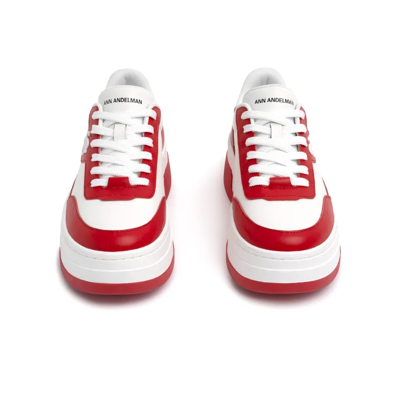ANN ANDELMAN Arcade Blanc Low Top Height Increasing Shoes Women's Red-1