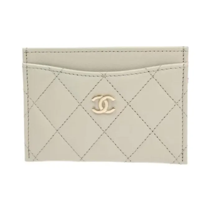 CHANEL Lambskin Card Holder Card Holder Women's Light Gray-0