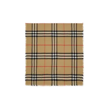 Burberry Checked Fringed Edge Scarf