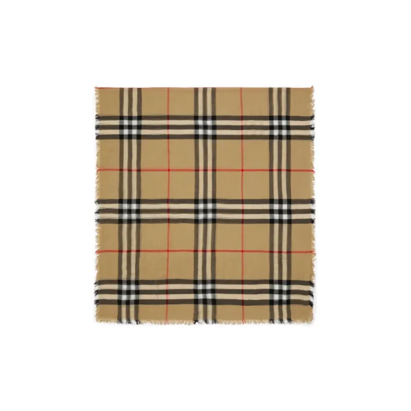 Burberry Checked Fringed Edge Scarf-0