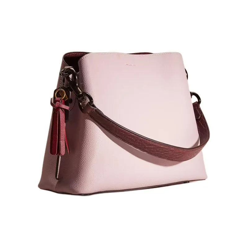 COACH Willow Polished Pebbled Leather Crossbody Bag Shoulder Bag Women's White Aluminum With Ice Purple Multicolor-1