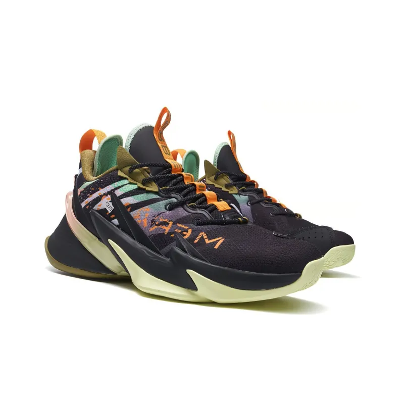 XTEP War Mastiff 2.0 Coverage Support Mid-Top Basketball Shoes Men's Black Green-2