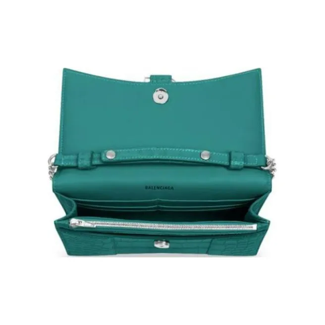 Balenciaga Hourglass Cow Leather Shoulder Bag Crossbody Bag Wallet Women's Green-4