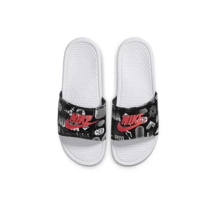 Nike Benassi Jdi Print White Black Slippers 'White Black'-2