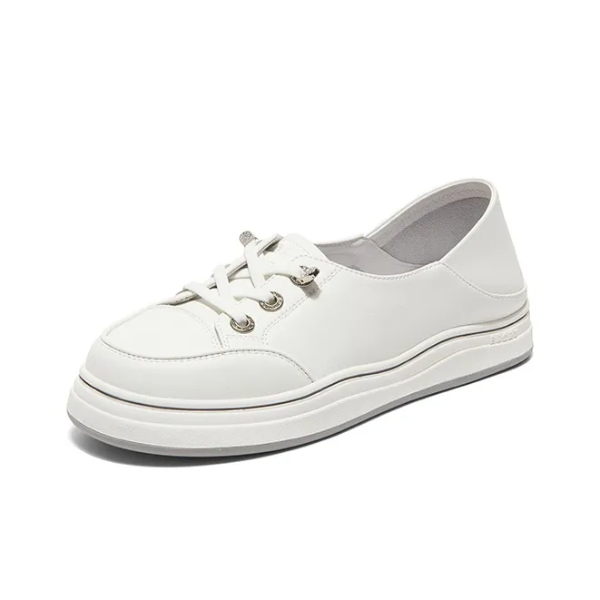 PT'SON Breathable Low Top Skateboard Shoes Women's White-1