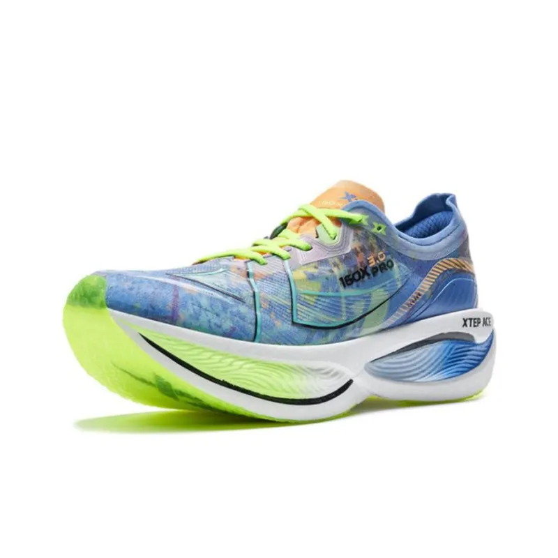 XTEP 160X 3.0 Pro Cushioning Anti Slip And Wear Resistant Low Top Running Shoes Men's Blue Green Orange-1