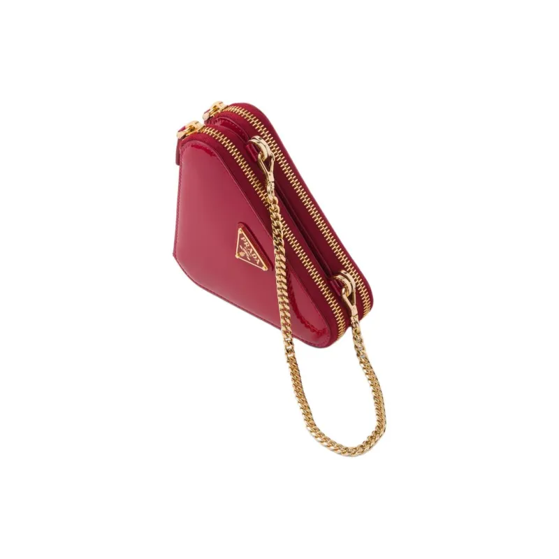 PRADA Leather One Shoulder Crossbody Clutches Mini Women's Cherry Red-1