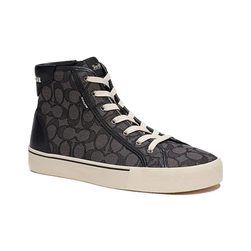 COACH Skate High Top Stylish Skateboarding Shoes Men's Black-2