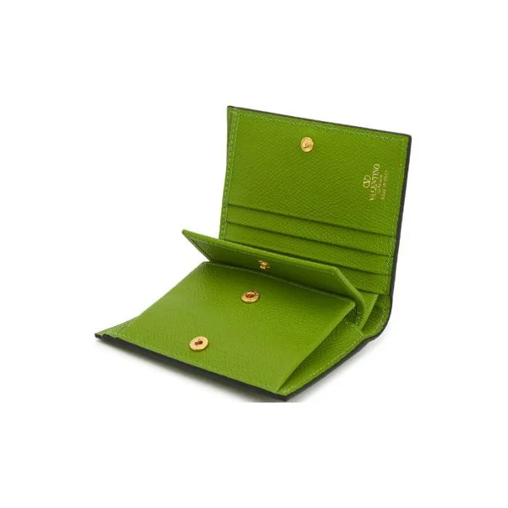Valentino Grained Calfskin Wallet Women's Green-3