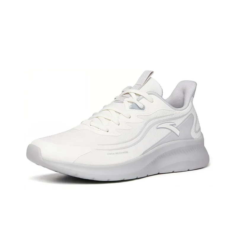 Anta Running Collection Cushioned Slip Resistant Abrasion Resistant Breathable Low Top Running Shoes Men's White Gray-2