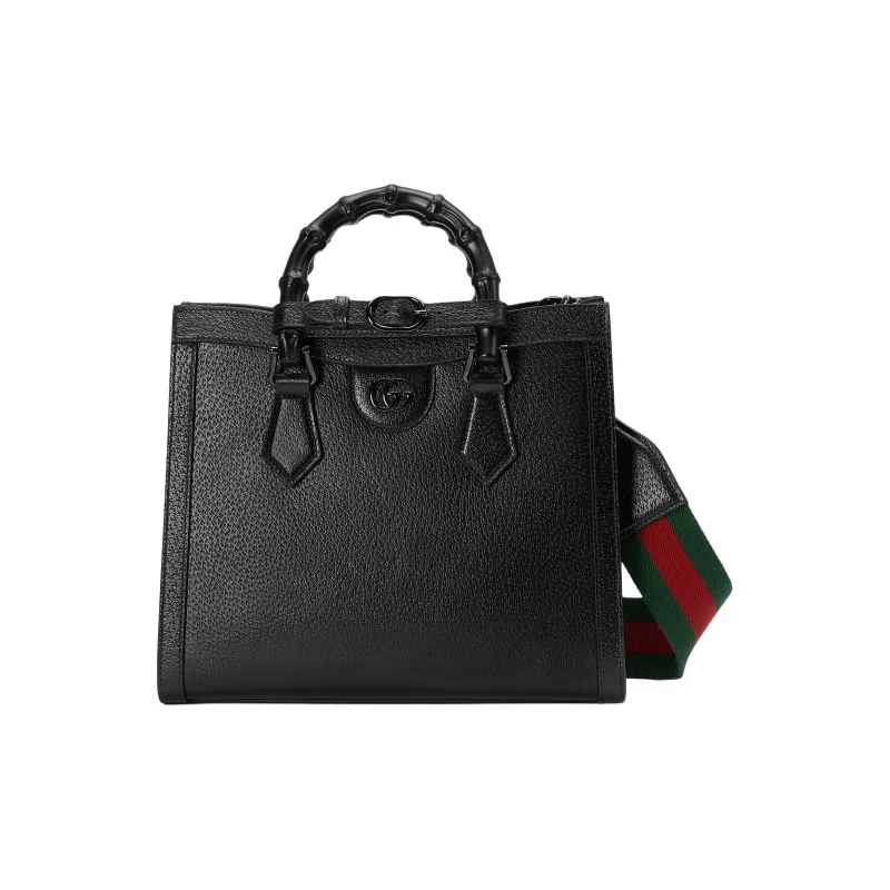 GUCCI Diana Leather Tote Bag Shopping Bag Shoulder Bag Crossbody Bag Handbag Small Size Women's Black-1