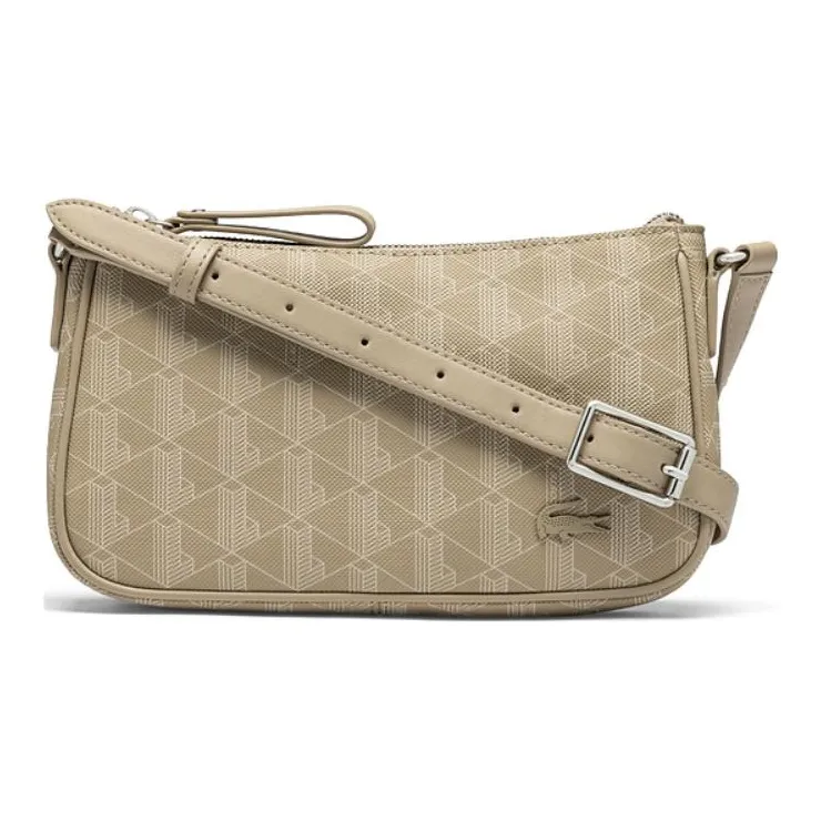 LACOSTE Polyurethane PU Croissant Crossbody Bag Shoulder Bag Medium Size Women's Brown-0