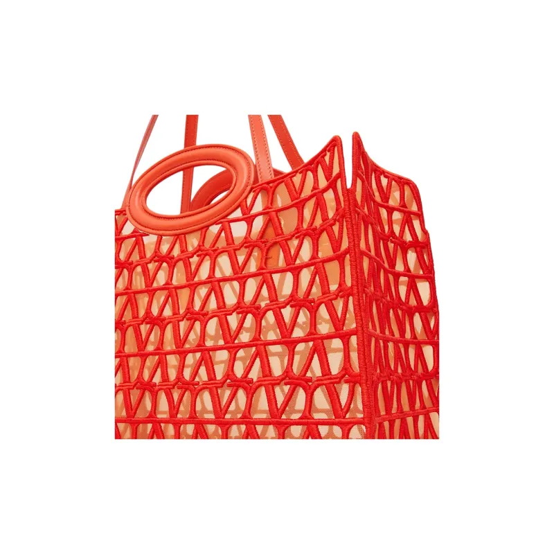 Valentino Le Troisième Embroidery Tote Bag Shopping Bag Handbag Shoulder Bags Women's Red-3
