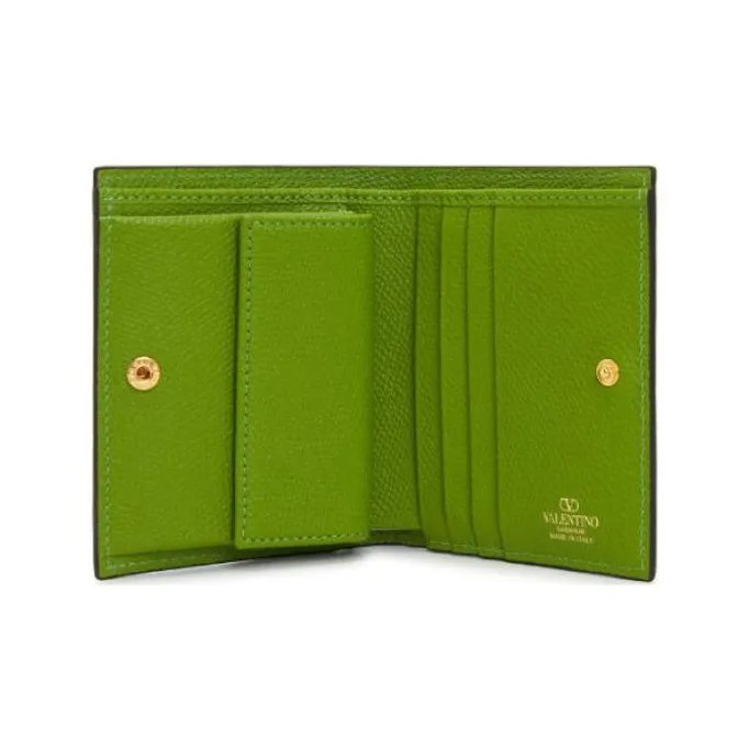 Valentino Grained Calfskin Wallet Women's Green-2