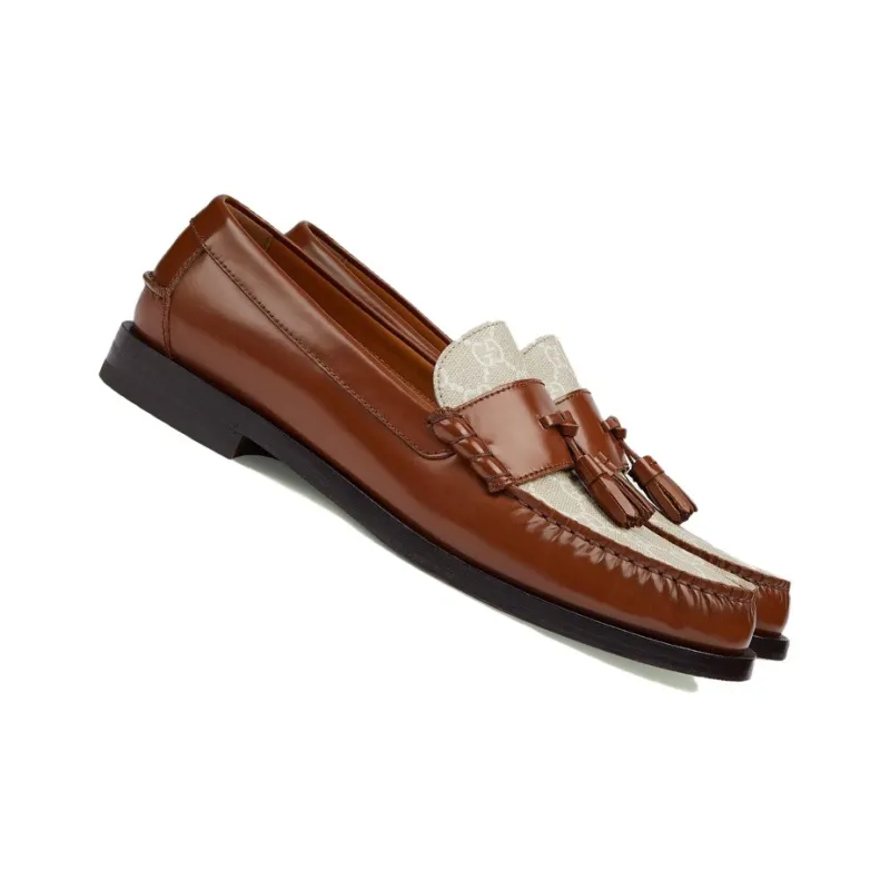 GUCCI Horsebit Loafers Men Low Top Brown-3