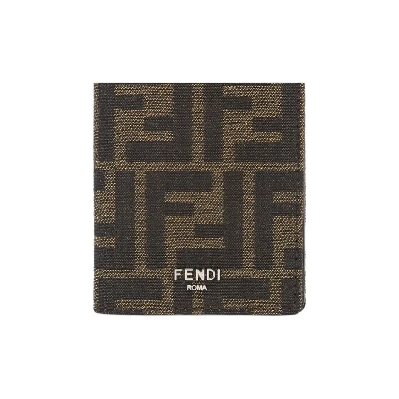 FENDI Jacquard Fabric Card Holder Men's Brown-3