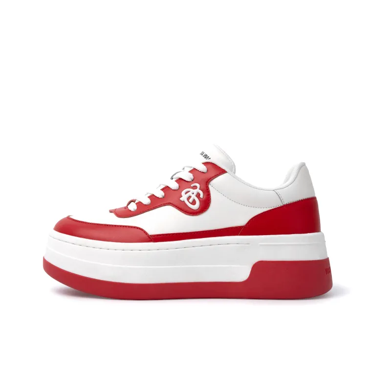 ANN ANDELMAN Arcade Blanc Low Top Height Increasing Shoes Women's Red-0
