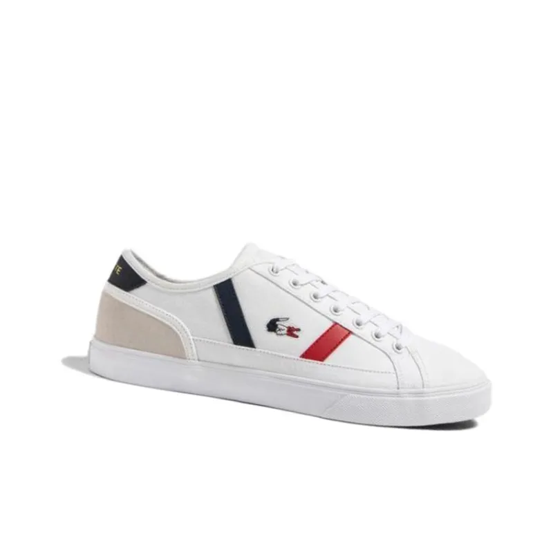 LACOSTE Slip-Resistant Low-Top Skateboard Shoes Men's White Red Blue-1