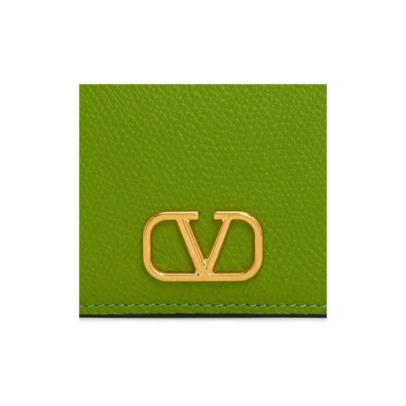 Valentino Grained Calfskin Wallet Women's Green-6