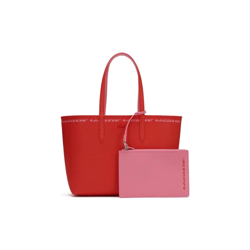 LACOSTE PVC Combo Bag Tote Bag Shopping Bag Handbag Shoulder Bag Large Size Women's Iron Pink-0