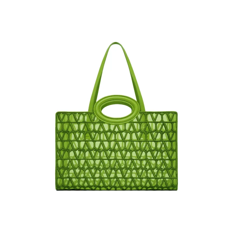 Valentino Le Troisième Embroidery Tote Bag Shopping Bag Handbag Shoulder Bags Women's Yellow Green-1