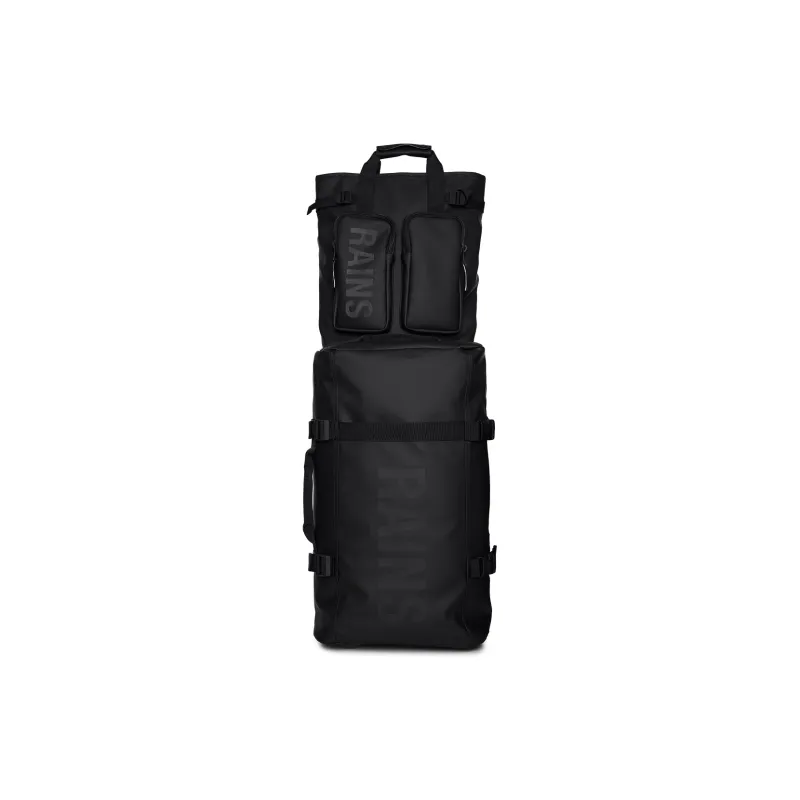 Rains Polyurethane Handbag Backpack Large Size Unisex Black/Green-2