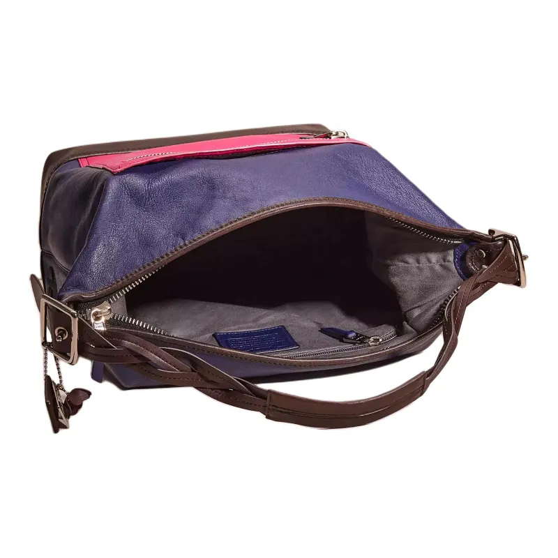 COACH Legacy Glove Tanning Handbag Shoulder Bag Large Size Women's Black With Marine Blue And Multicolor-2
