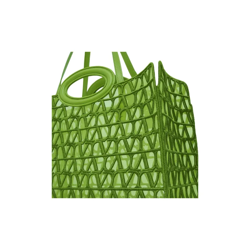 Valentino Le Troisième Embroidery Tote Bag Shopping Bag Handbag Shoulder Bags Women's Yellow Green-2
