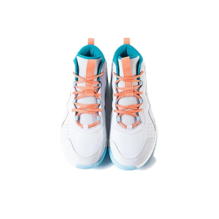 361° Cushioning Anti Slip And Wear Resistant High Top Basketball Shoes Men's White Blue Orange-2