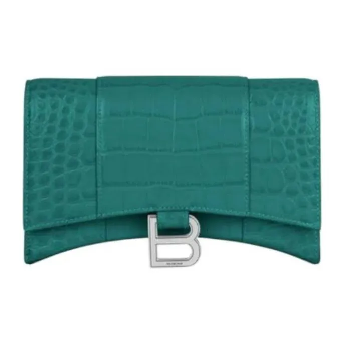 Balenciaga Hourglass Cow Leather Shoulder Bag Crossbody Bag Wallet Women's Green-0