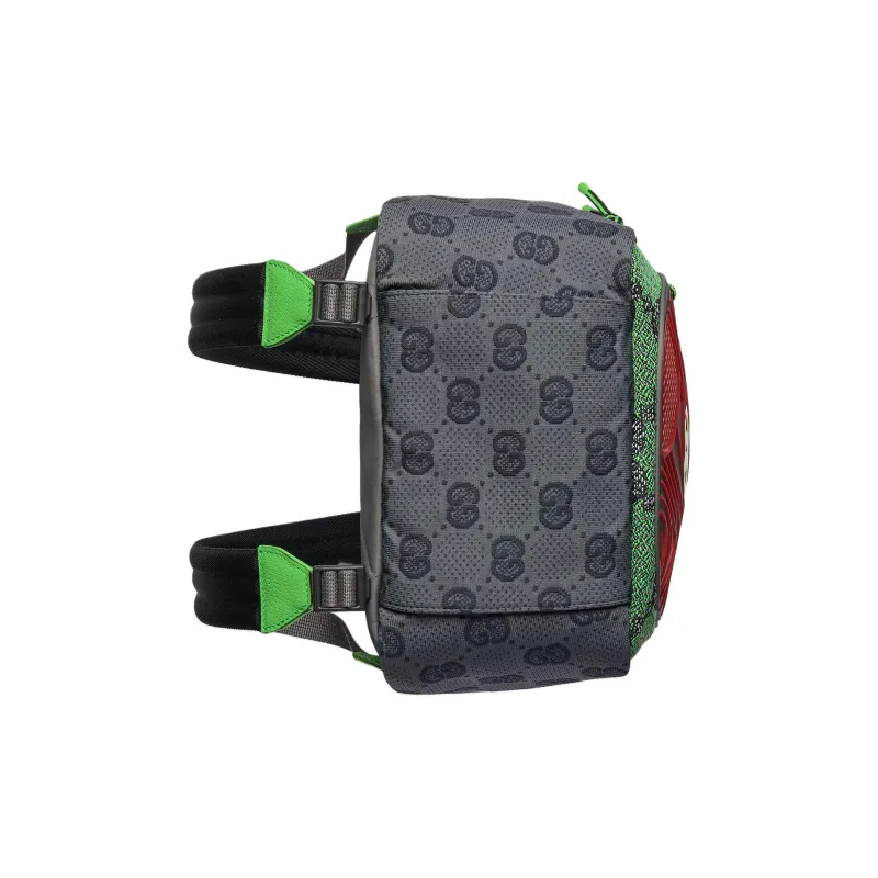 GUCCI Nylon Backpack Men's Gray & Multicolor-6