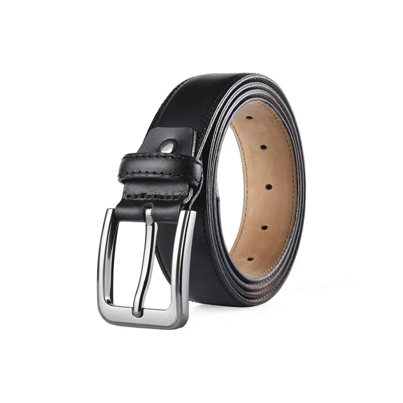 PISHUSHU Commute Versatile Cow Leather Leather Belts Men's Width 3.4cm-0