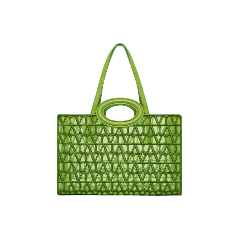 Valentino Le Troisième Embroidery Tote Bag Shopping Bag Handbag Shoulder Bags Women's Yellow Green-0