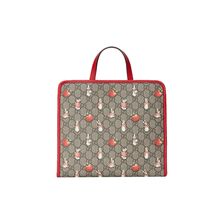 GUCCI Peter Rabbit™ Collaboration Canvas Tote Bag Shopping Bag Handbag Kids' Ebony & Green & Red-6