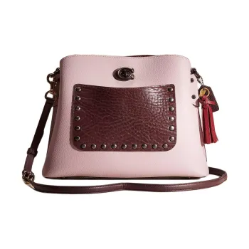 COACH Willow Polished Pebbled Leather Crossbody Bag Shoulder Bag Women's White Aluminum With Ice Purple Multicolor