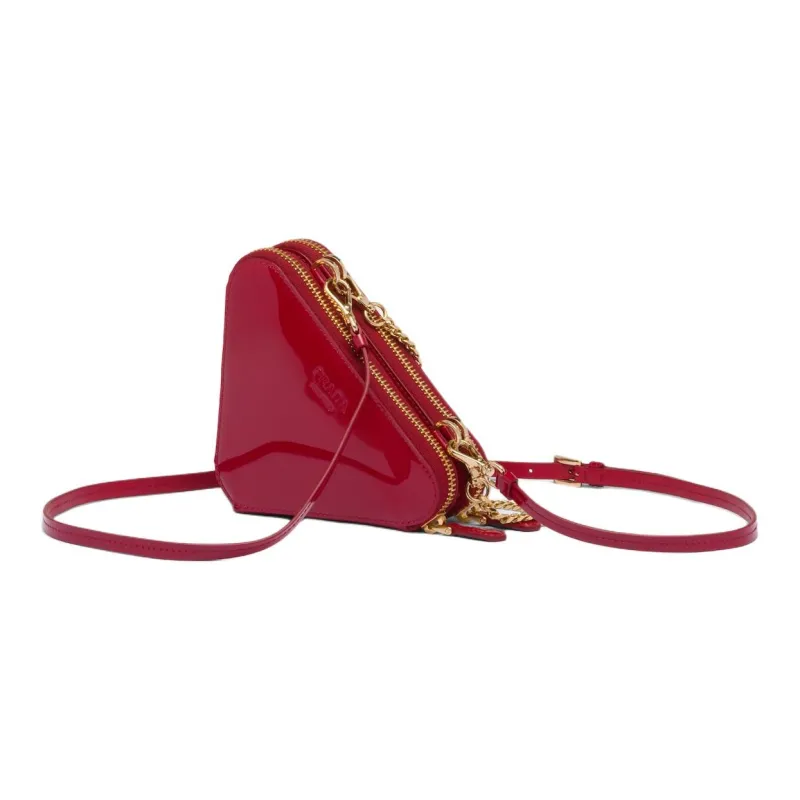PRADA Leather One Shoulder Crossbody Clutches Mini Women's Cherry Red-2