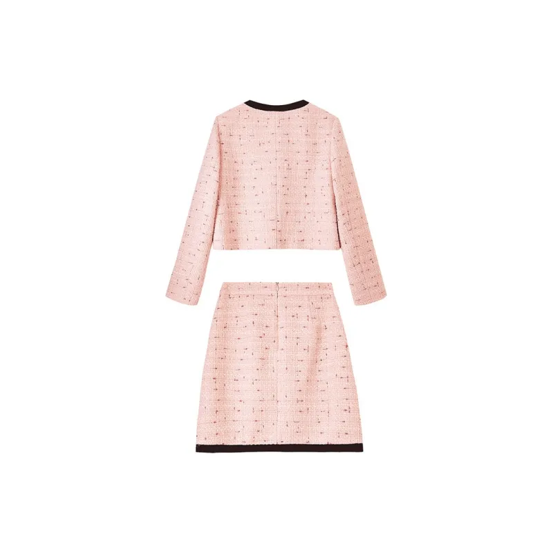 SENTUBILA Two Piece Skirt Sets Women's Pink-1