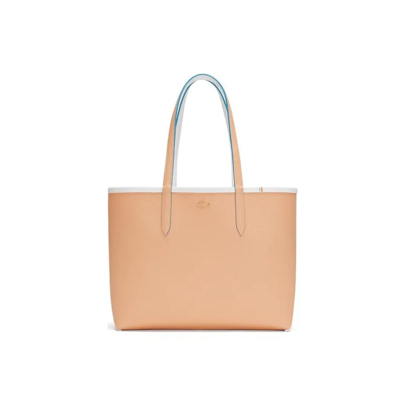 LACOSTE PVC Tote Bag Shopping Bag Shoulder Bags Regular Women's Ivory & Peach Pink-2