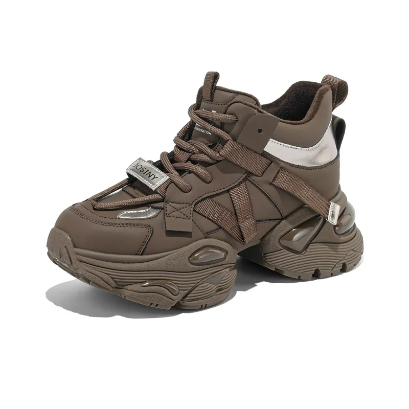 JOSINY Chunky Sneakers Women's High Top Black/Brown-1