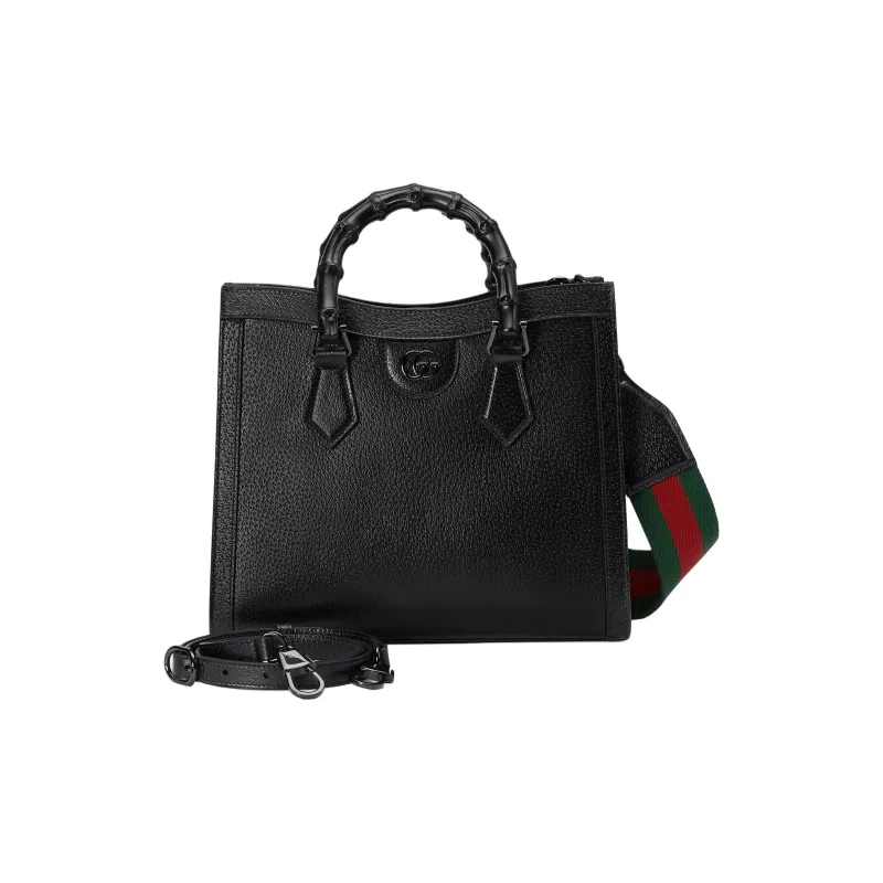 GUCCI Diana Leather Tote Bag Shopping Bag Shoulder Bag Crossbody Bag Handbag Small Size Women's Black-2