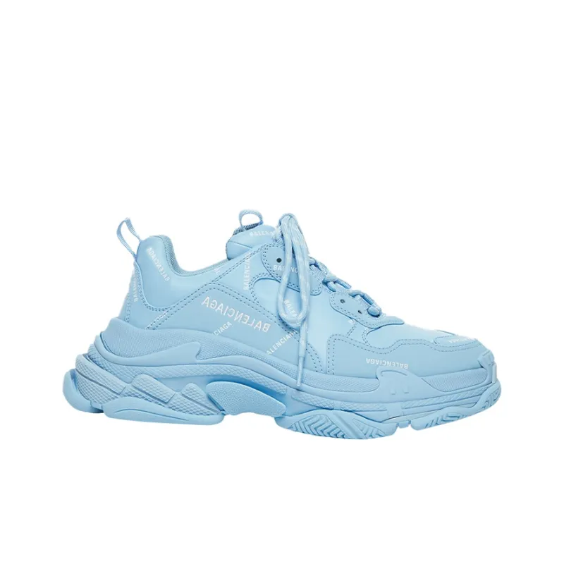 Balenciaga All Over Logo Triple S Blue Grey Women's-1